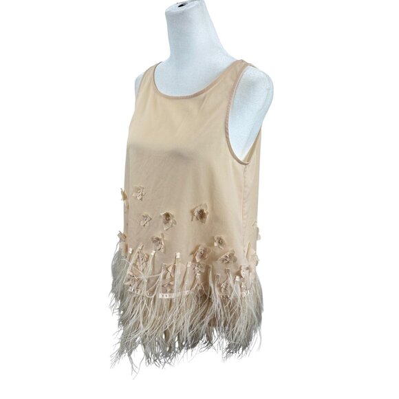 Anthropologie Moulinette Soeurs Embellished Feather Trim Sleeveless Top - Picture 3 of 9